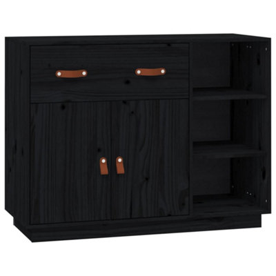 Rustic Sideboard Black 98.5x40x75 cm Solid Wood Pine