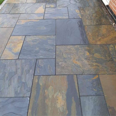 Rustic Slate Mixed Patio Paving Slabs , Full Pack ,48 Slabs, Durable ...