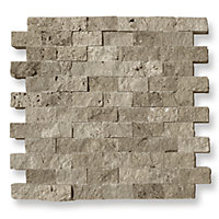 Rustic Travertine 2.5 x 5cm Brick Size Split Face Cladding 30.5 x 30.5cm Tile, Sold Per Tile