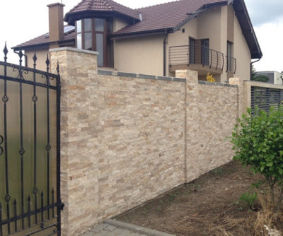 Rustic Travertine 5 x 10cm Brick Size Split Face Cladding 30.5 x 30.5cm ...