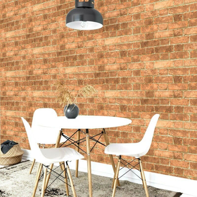 Rustic Urban Red Brick Effect House Realistic Mural Feature Wallpaper 3D