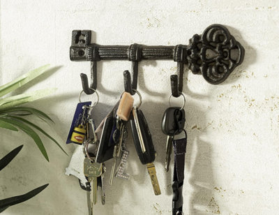 Rustic Wall Mounted Key Holder for Wall Vintage Key Rack with 3 Hooks