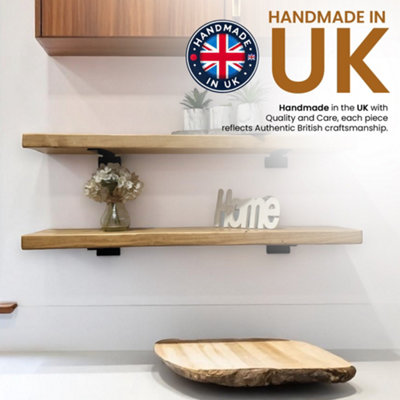 Rustic Wall Shelves, Set of 2 Wooden Floating Shelves (Rustic Pine, 100cm) Kitchen, Living Room or Lounge