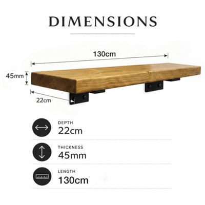 Rustic Wall Shelves, Set of 2 Wooden Floating Shelves (Rustic Pine ...