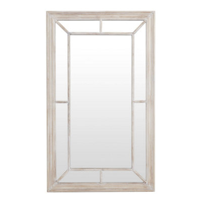 Rustic Whitewashed Window Frame Mirror