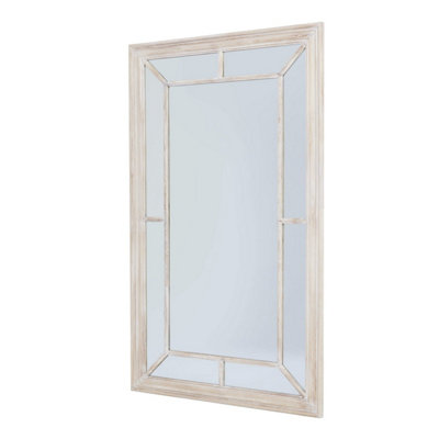 Rustic Whitewashed Window Frame Mirror