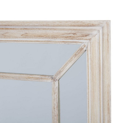 Rustic Whitewashed Window Frame Mirror