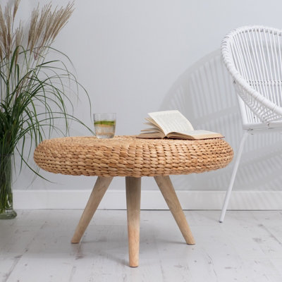 Rustic Wicker Coffee Table - Handmade sustainable rattan side table