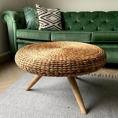 Rustic Wicker Coffee Table - Handmade sustainable rattan side table