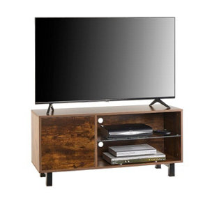 Rustic Wood TV Stand Cabinet for 42-55 inch TV's On Steel Legs Cabinet 110cm