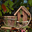 Rustic Wooden Bird House & Flower Pot Planter Bird Nesting Box Gift Idea