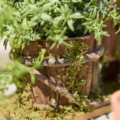 Rustic Wooden Bird House & Flower Pot Planter Bird Nesting Box Gift Idea