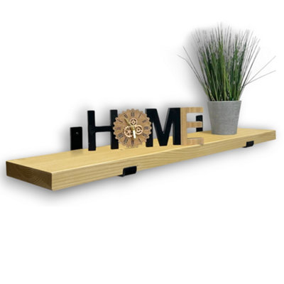 Rustic Wooden Shelf, Inverted Brackets (Antique Pine, 110cm (1.1m)