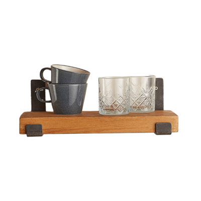 Rustic Wooden Shelf with L Brackets - 110cm