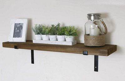 Wood and deals black wall shelf