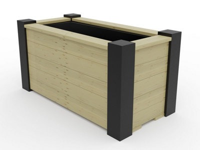 RusticRidge wooden planter, 1000x500x500