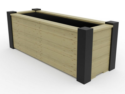 RusticRidge wooden planter, 1400x500x500 DIY at B&Q