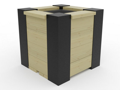 RusticRidge wooden planter, 400x400x400
