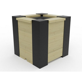 RusticRidge wooden planter, 400x400x400