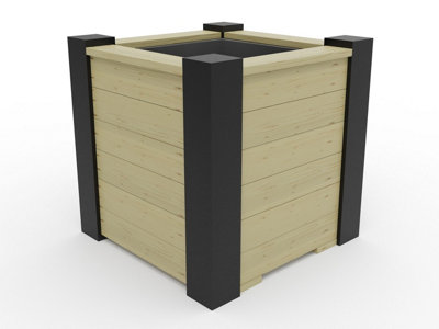 RusticRidge wooden planter, 600x600x600