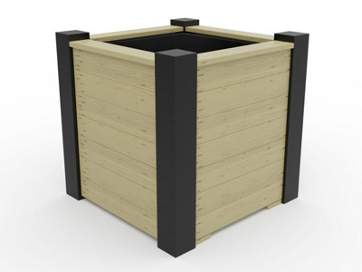 RusticRidge wooden planter, 700x700x700