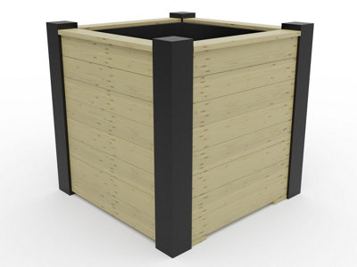 RusticRidge wooden planter, 800x800x800