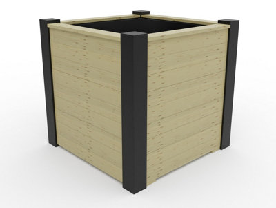 RusticRidge wooden planter, 900x900x900