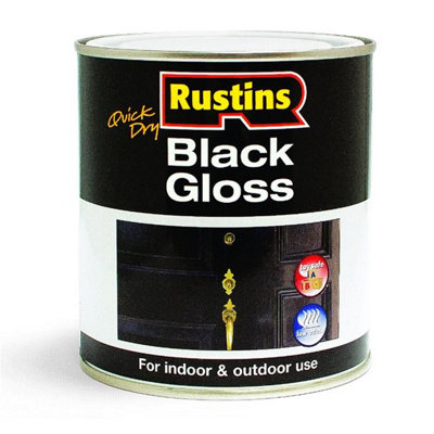 Rustins Black Gloss Paint 1ltr DIY at B&Q