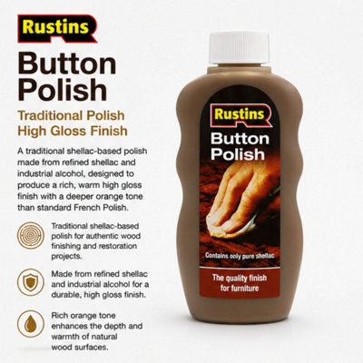 Rustins Button Polish Traditional Polish High Gloss Finish 300ml