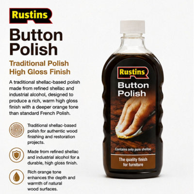 Rustins Button Polish Traditional Polish High Gloss Finish 500ml