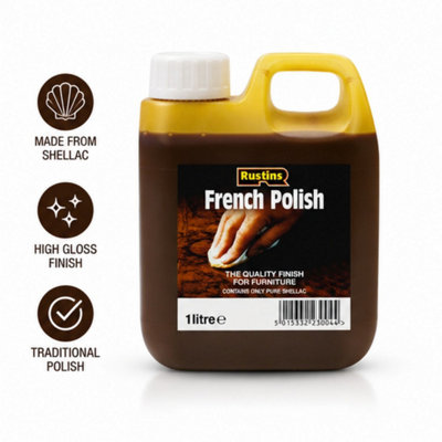 Rustins French Polish Pure Shellac Quality Finish for Furniture 1L