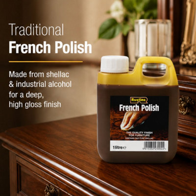Rustins French Polish Pure Shellac Quality Finish for Furniture 1L