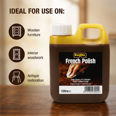 Rustins French Polish Pure Shellac Quality Finish for Furniture 1L
