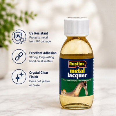Rustins Metal Lacquer Clear 125ml Renovator for Metal UV Resistant