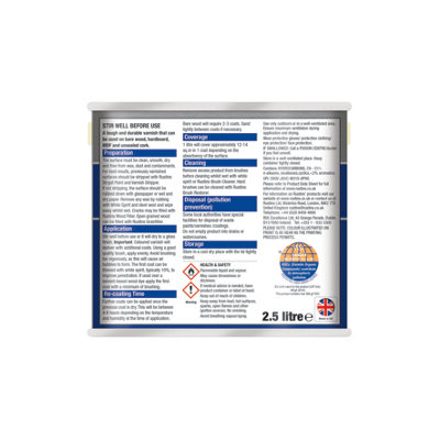 Rustins Polyurethane Varnish Clear Satin 2.5L