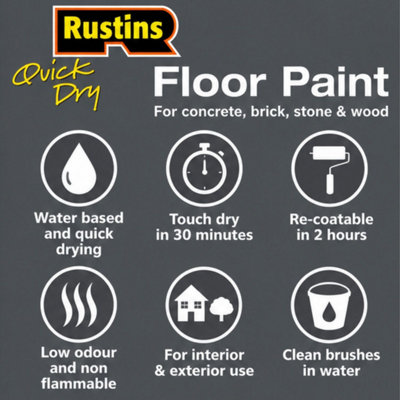 Rustins Quick Dry Floor Paint Grey 1L
