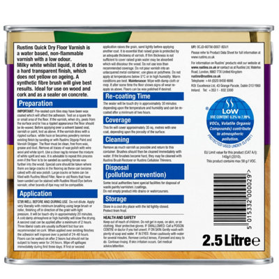 Rustins Quick Dry Floor Varnish Gloss Clear 2.5L