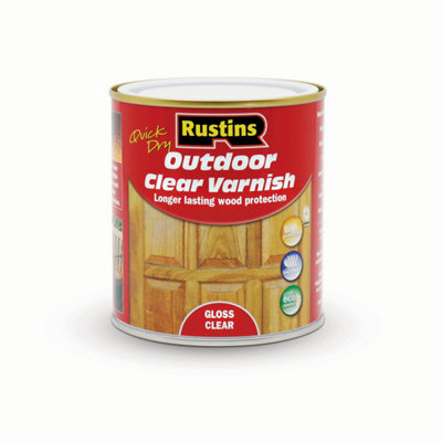 Rustins Quick Dry Outdoor Varnish Gloss Clear 500ml DIY at B&Q