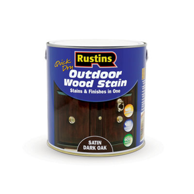 Rustins Quick Dry Outdoor Wood Stain Satin Dark Oak 2.5ltr DIY at B&Q