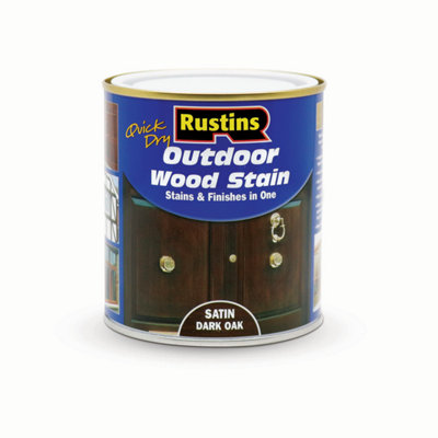Buy Rustins Quick Dry Outdoor Wood Stain Satin Dark Oak 500ml DIY