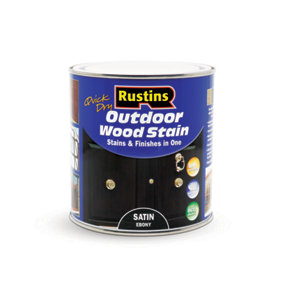 Rustins Quick Dry Outdoor Wood Stain Satin - Ebony 1ltr