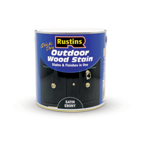 Rustins Quick Dry Outdoor Wood Stain Satin - Ebony 2.5ltr