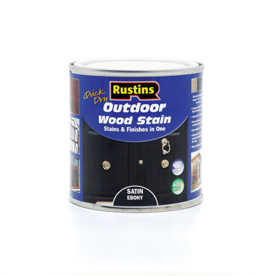 Rustins Quick Dry Outdoor Wood Stain Satin Ebony 250ml DIY at B&Q