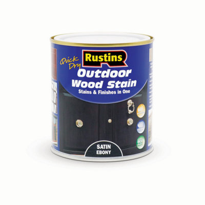 Rustins Quick Dry Outdoor Wood Stain Satin - Ebony 500ml