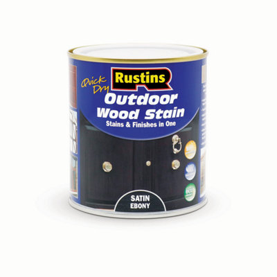 Rustins Quick Dry Outdoor Wood Stain Satin Ebony 500ml DIY at B&Q