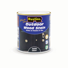 Rustins Quick Dry Outdoor Wood Stain Satin - Ebony 500ml