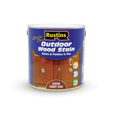 Rustins Quick Dry Outdoor Wood Stain Satin Light Oak 2.5ltr DIY at B&Q