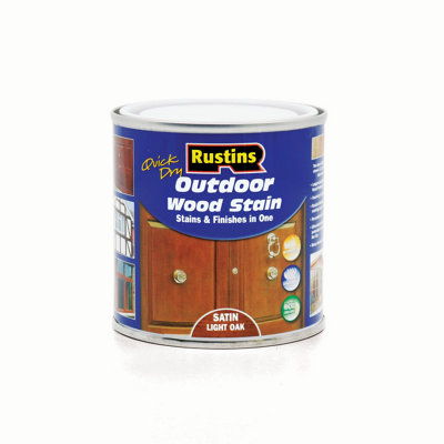 Rustins Quick Dry Outdoor Wood Stain Satin Light Oak 250ml DIY at B&Q