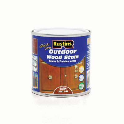 Rustins Quick Dry Outdoor Wood Stain Satin - Light Oak 250ml