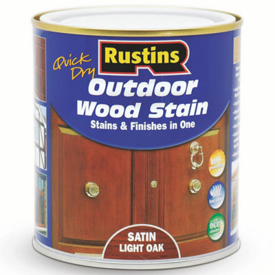 Rustins Quick Dry Outdoor Wood Stain Satin - Light Oak 500ml